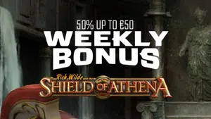 50% Reload Bonus up to €50 on Shield of Athena