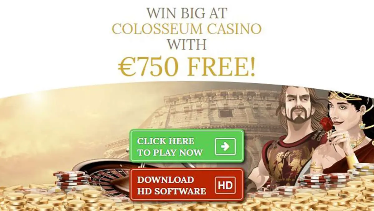 Colosseum Casino welcome bonus of 750 EUR FREE