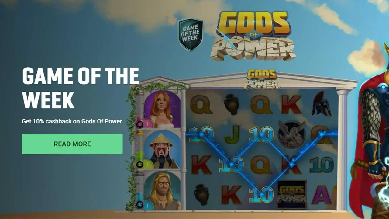 Get 10% cashback on Gods Of Power at Guts Casino