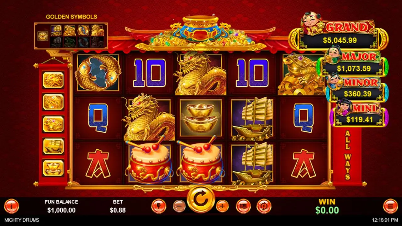 15 Free Spins on Mighty Drums