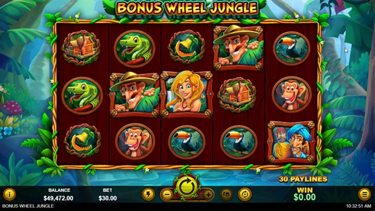 33 Free Spins on Bonus Wheel Jungle