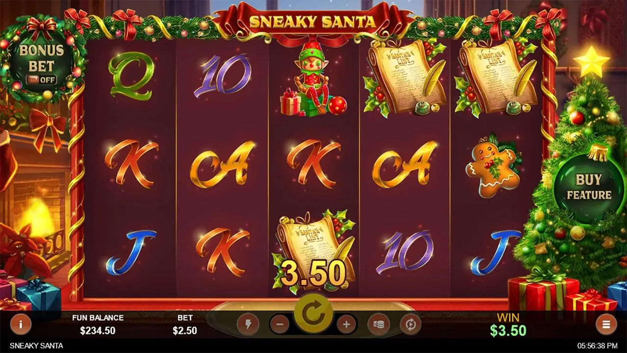 50 Free Spins on Sneaky Santa
