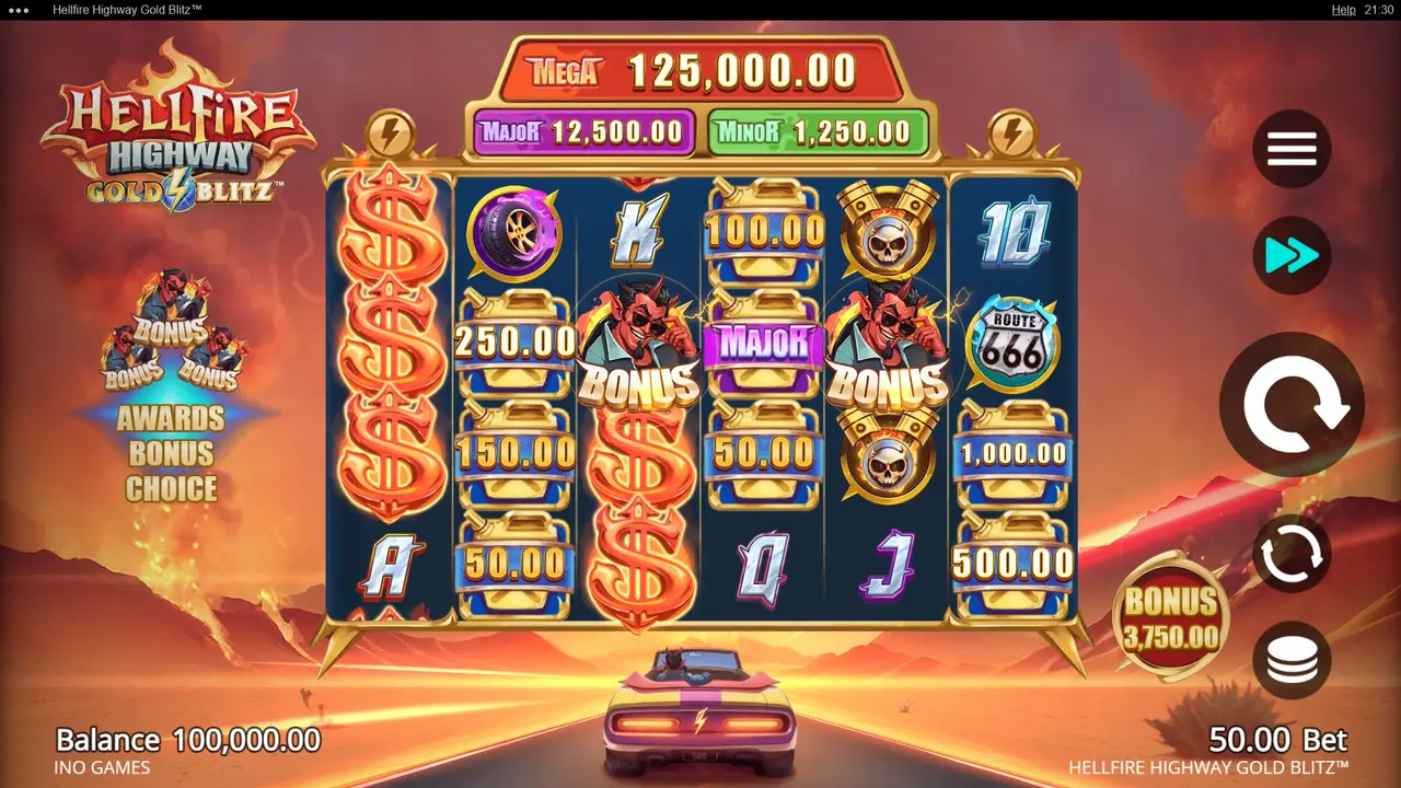 Play Hellfire Highway Gold Blitz and Win $100