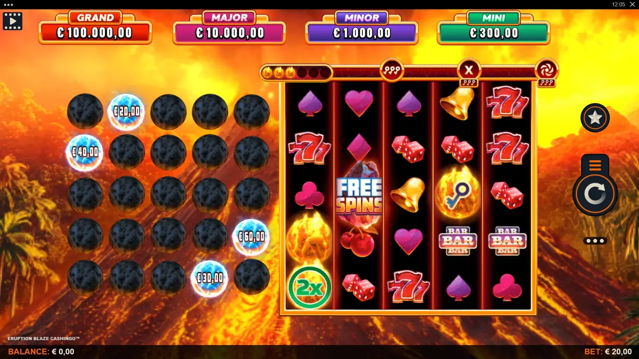 Play Eruption Blaze CASHINGO and WIN $100