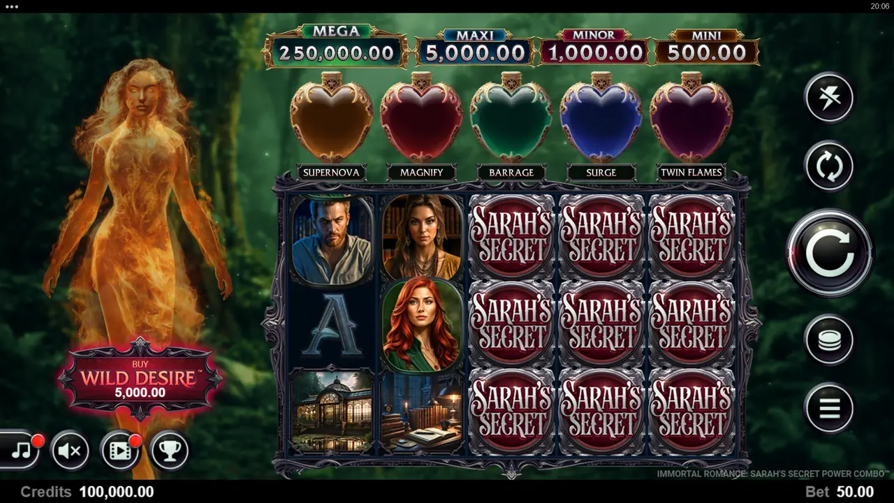 Play Immortal Romance Sarah's Secret Power Combo and WIN $100