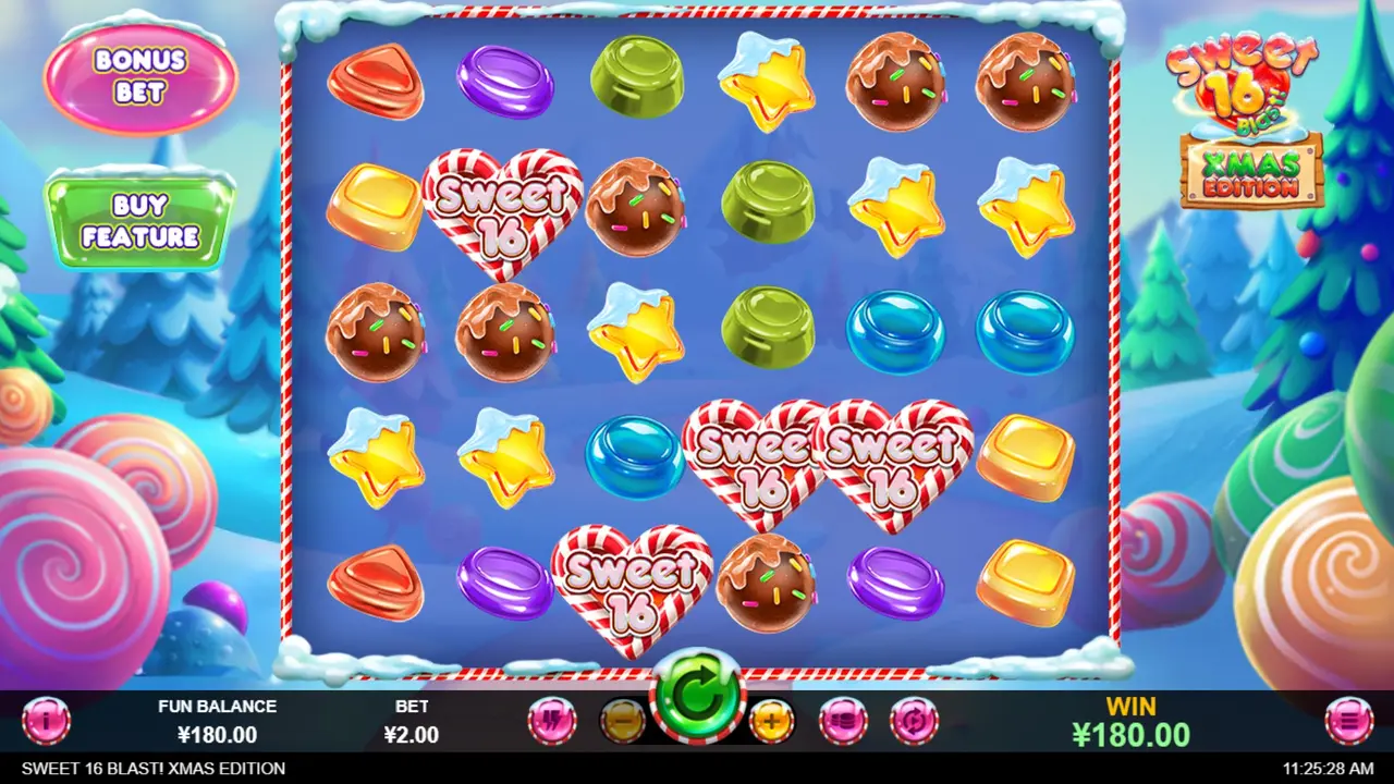 25 Free Spins on Sweet 16 Blast Christmas Edition at Sloto Cash Casino