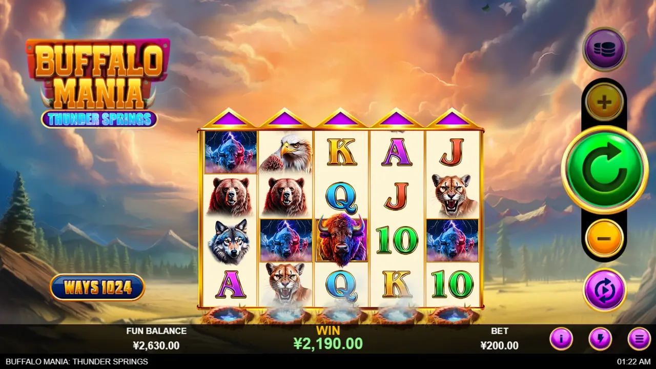 20 Free Spins on Buffalo Mania Thunder Springs at Fair Go Casino