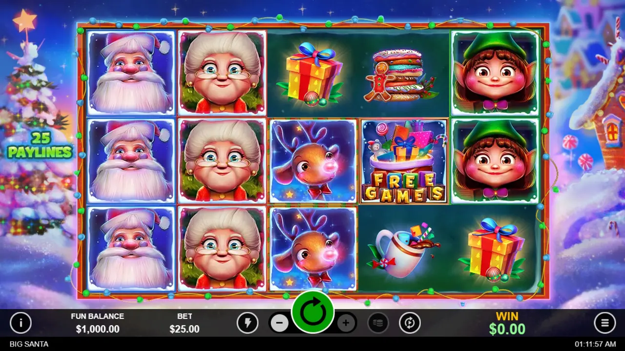 25 Free Spins on Big Santa at Uptown Pokies Casino
