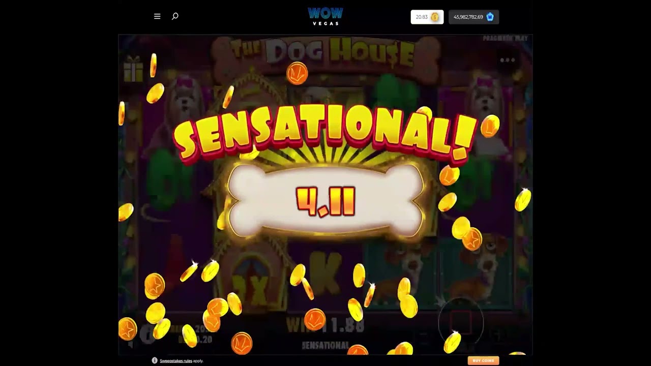 Wow Vegas Sweepstakes Casino: The Dog House Big Win wowvegas thedoghouseslot Video