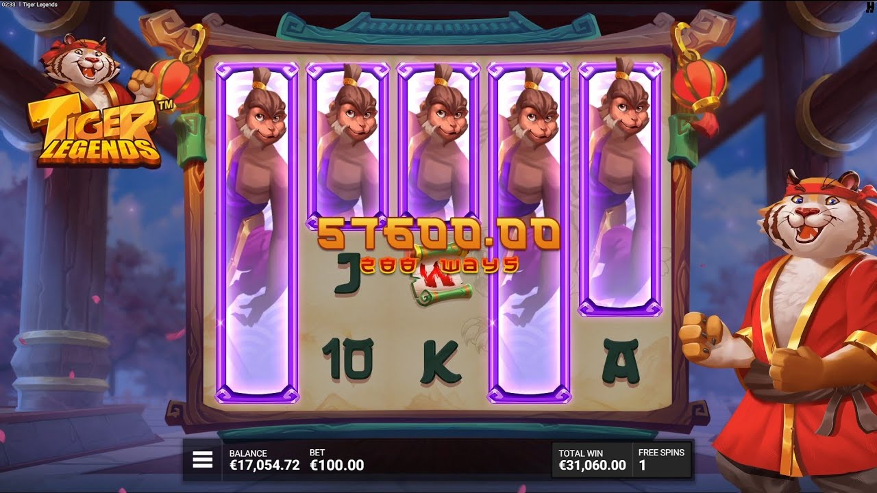 Tiger Legends Slot Bonus Game Big Win x888 Online Casino Video