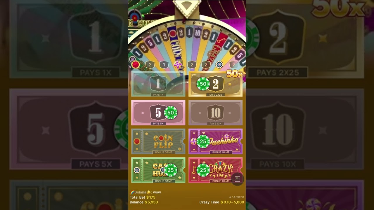 Crazy coin today 50x huge win #crazytime #casino #shorts Video