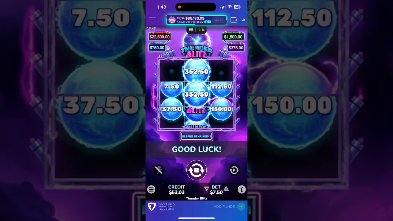 THUNDER BLITZ BIG WIN ! gamble slot @FanDuel @FanDuelCasino fanduelca Video