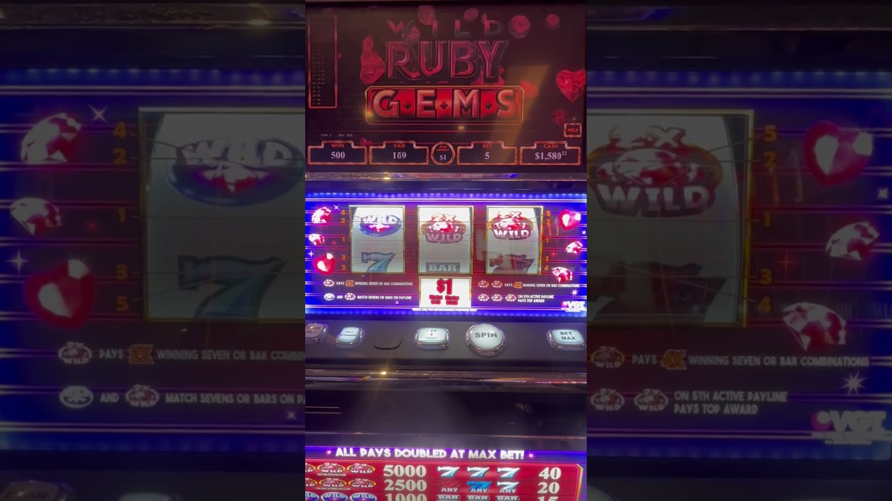 Wild Ruby Gems $5 Dollar bet few #redscreen with a big win! #slots #casino #choctaw Video