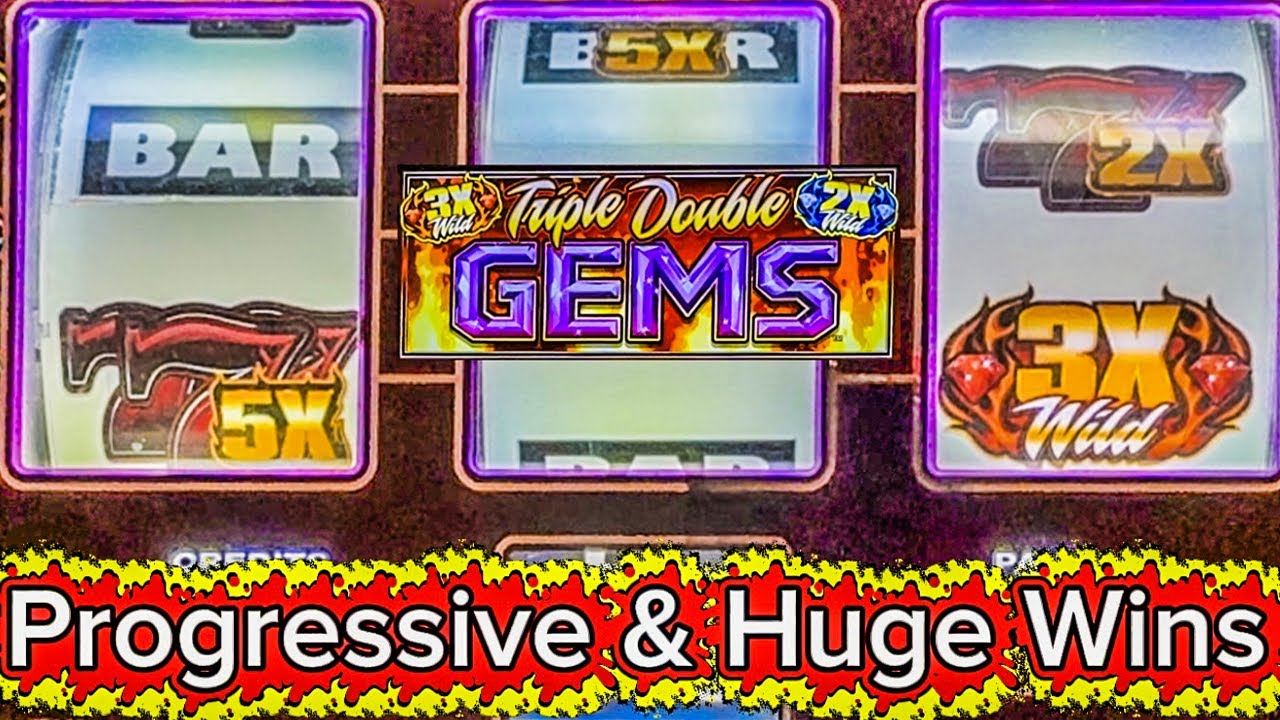 Triple Double Gems Slot Machine | Multiple BIG WINS & Progressive Jackpot! Video