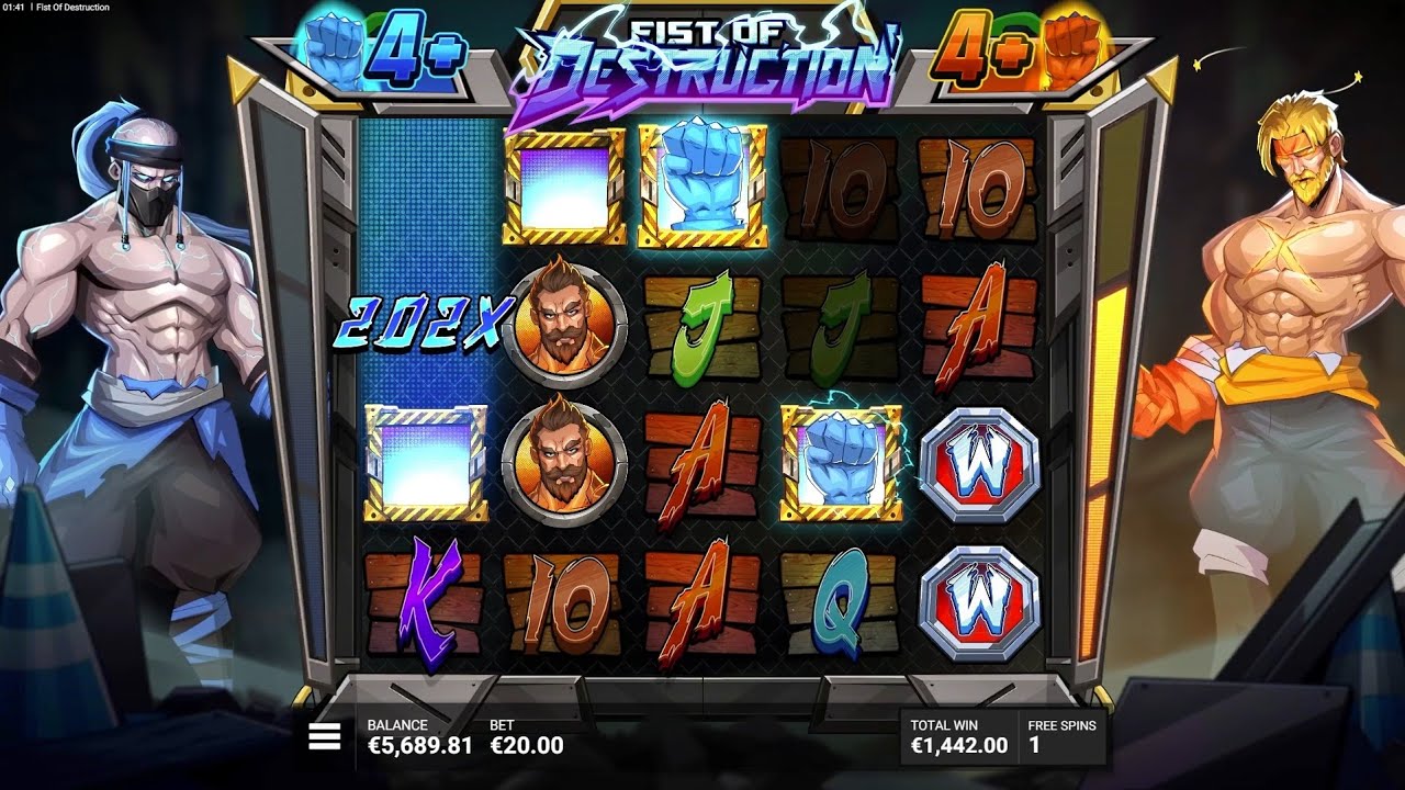 Fist of Destruction Slot Bonus Game Big Win x Online Casino Video