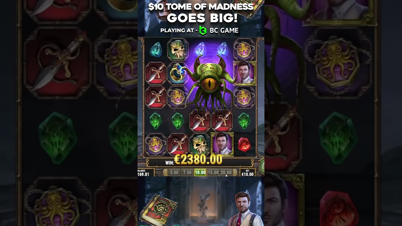 BIG WIN!! TOME OF MADNESS slots bcgame highstakes slot casinogame gambling ad Video