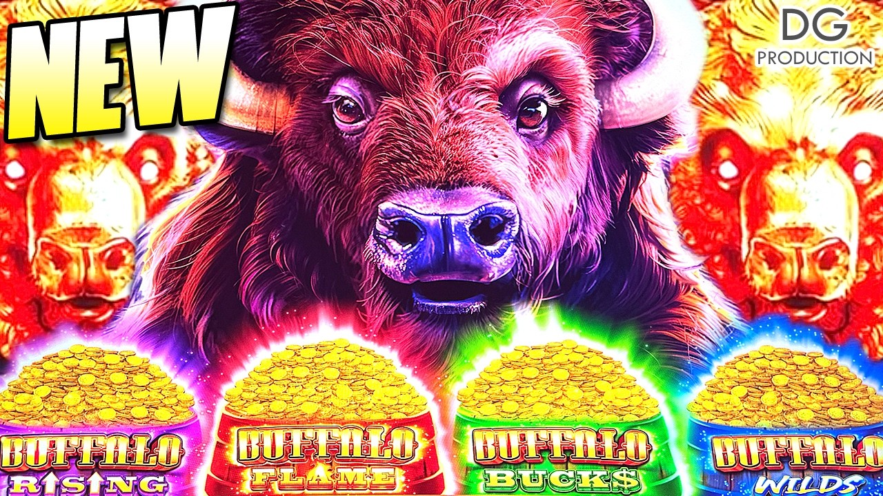 NEW MEGA QUAD POWER BUFFFALO TRIPLE POP BIG WIN FLAME HOT SLOT MACHINE LAS VEGAS CASINO VENETIAN Video