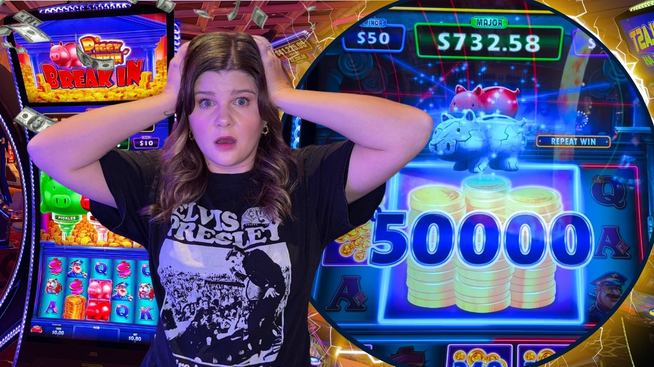 We Hit BIG on the NEW Piggy Bankin' Break In Slot Machine!! Video