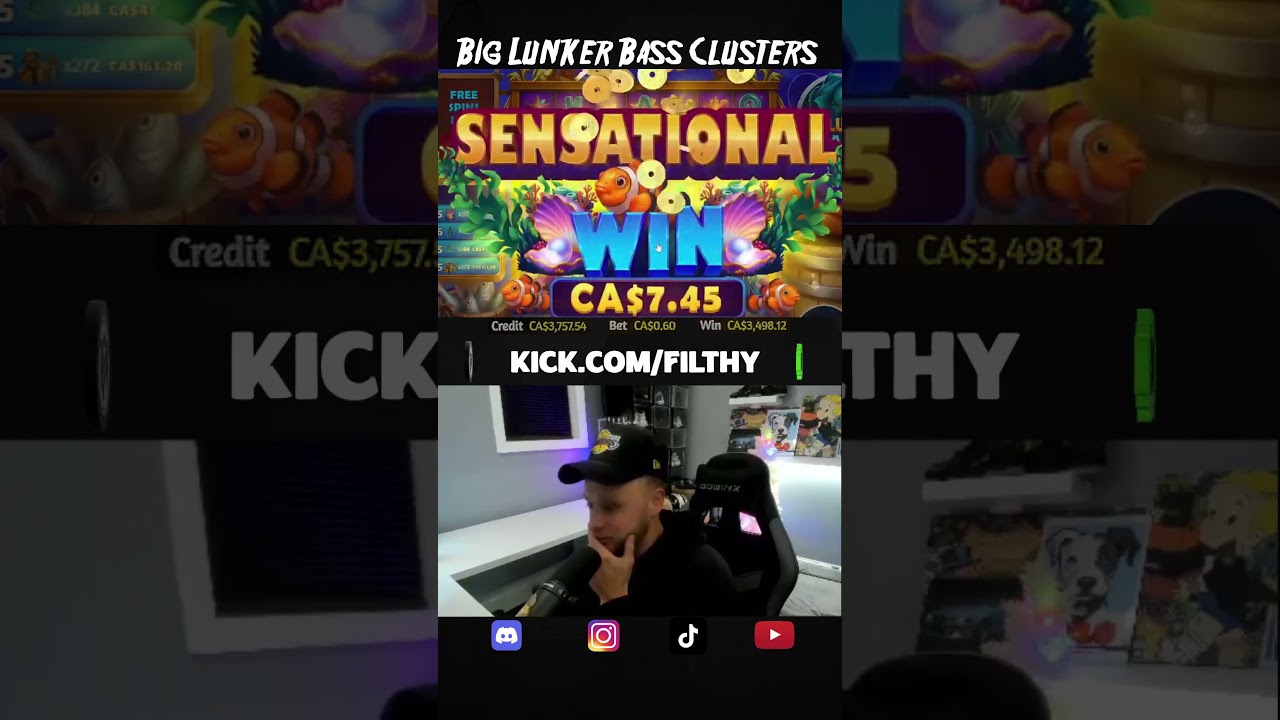 BIG LUNKER BASS CLUSTERS SLOT WITH A HUGE WIN lunker bass clusters hugewins slot shorts win Video