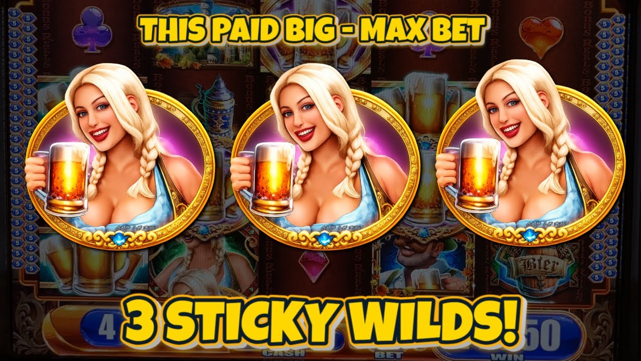 STICKY WILDS PAID OFF HUGE WIN on Bier Haus Slot Machine! WMS Classic MAX BET Live Play Video