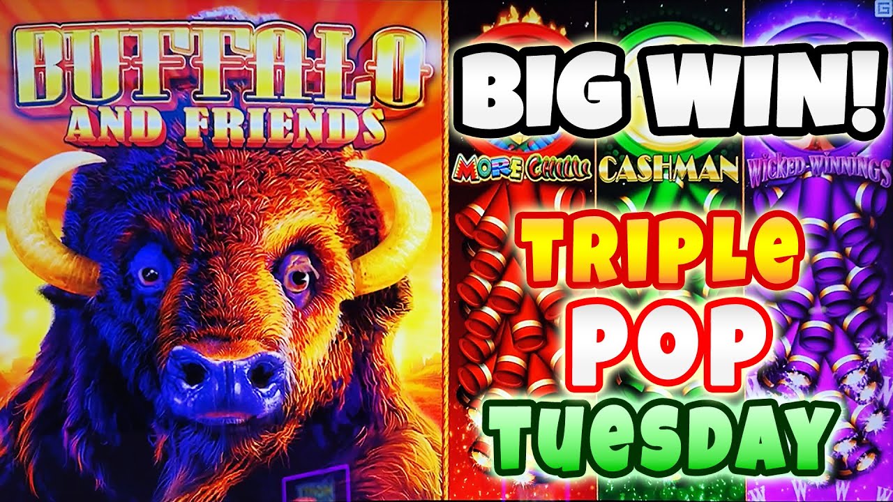BIG WIN! 3 Wilds in the Bonus in Buffalo and Friends slot at Resorts World for Triple Pop Tuesday! Video