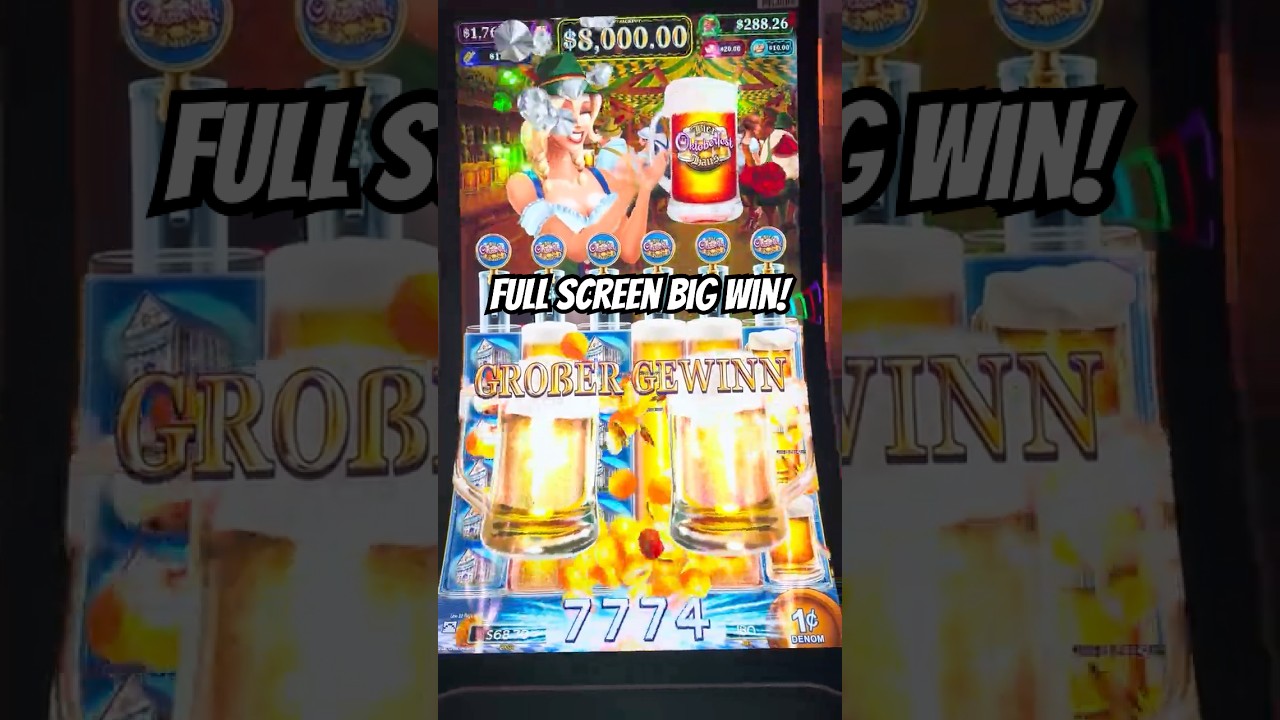 Full Screen Big Win on Bier Haus Oktoberfest Slot Machine! slots shorts Video