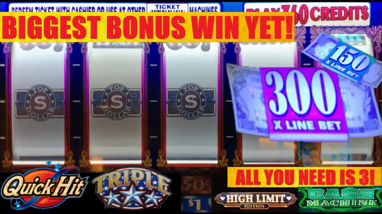 BOOM! BIG WIN on Reel Top Dollar! High Limit Quick Hits + Triple Stars & CASH MACHINE slots! Video